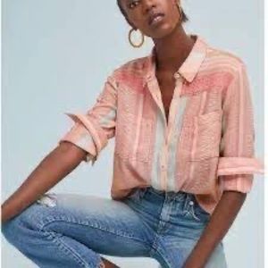 Maeve Anthropologie Calipatria Top Metallic Details Peach Pink Spring